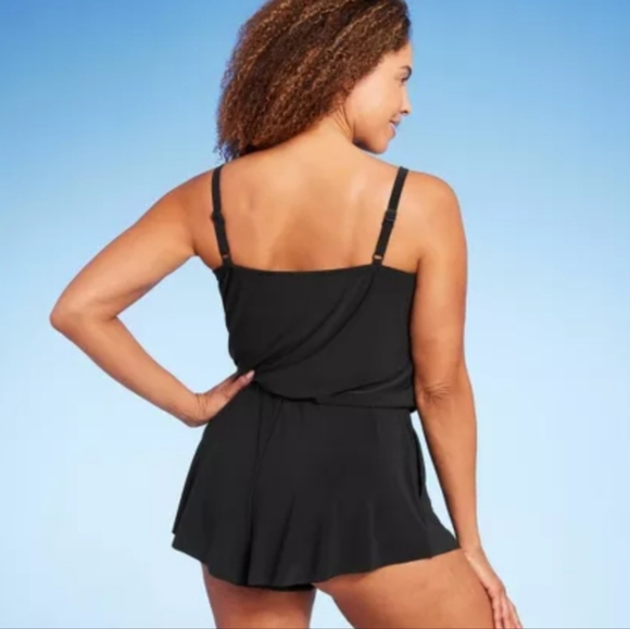 Women's High Neck Swim Romper with Pockets One Piece Swimsuit - Aqua Green® - Picture 2 of 4